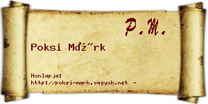 Poksi Márk névjegykártya